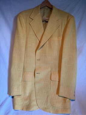 H. Freeman & Son Men's Yellow Linen-Blend Blazer - Classic Single-Breasted Style
